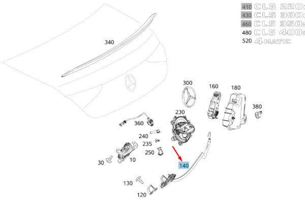 A0997609901 - NEW MERCEDES-BENZ CLS C257 TRUNK LID POWER CLOSING BRACKET A0997609901 ORIGINAL