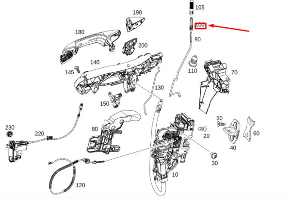 A0997662700 - New MERCEDES-BENZ GLE W167 Front Door Lock Lower Part Lock A0997662700