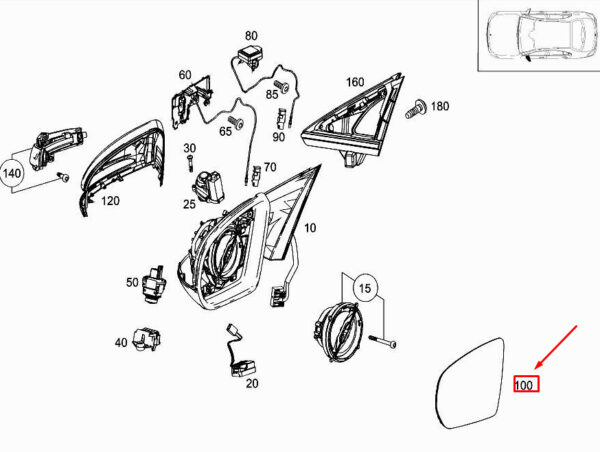 A0998101300 - NEW MERCEDES-BENZ E W213 FRONT LEFT DOOR MIRROR GLASS A0998101300 ORIGINAL