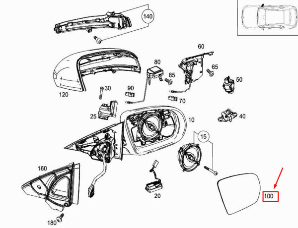 A0998101400 - NEW MERCEDES-BENZ E W213 FRONT RIGHT DOOR MIRROR GLASS A0998101400