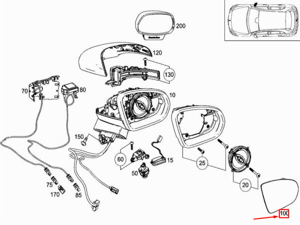 A0998102201 - Mercedes-Benz A W177 mirror glass front right A0998102201, original part