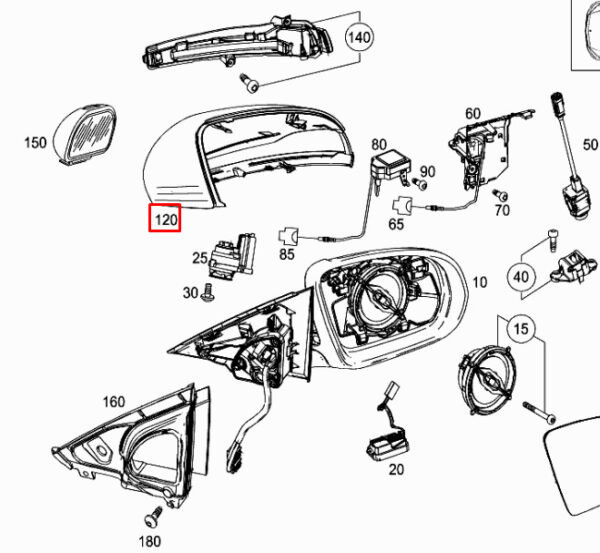 A09981152009149 - NEW MB W205 FRONT RIGHT DOOR MIRROR COVER CAP A09981152009149 RHD OEM