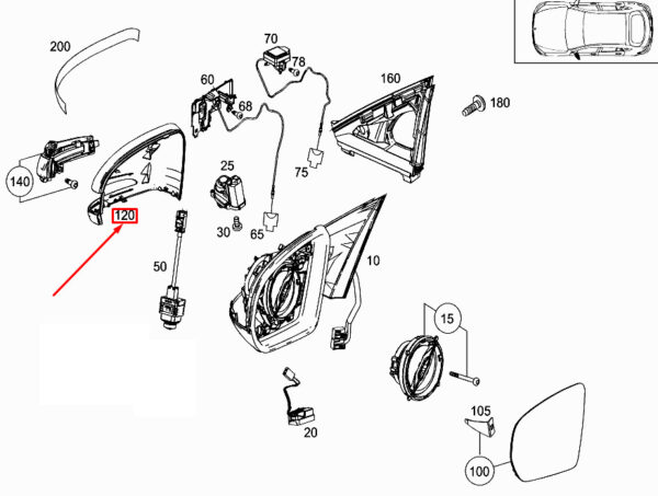 A09981152009197 - MB GLC X253 Right Door Mirror Cover A09981152009197 RHD NEW GENUINE
