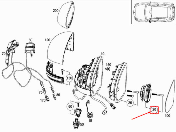 A0998202100 - NEW MERCEDES-BENZ A W177 LEFT MIRROR GLASS ADJUSTMENT DRIVE A0998202100