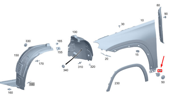 A0999900600 - MB GLE W167 Pin for Front Fenders Bottom A0999900600 NEW ORIGINAL