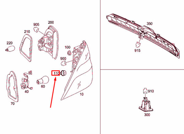 A0999910071 - NEW MERCEDES-BENZ W166 GLE TAIL LIGHT FIXING CLIP A0999910071