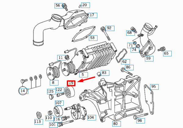 A1032000570 - NEW MERCEDES-BENZ ML W163 BELT TIGHTENER PULLEY A1032000570 ORIGINAL