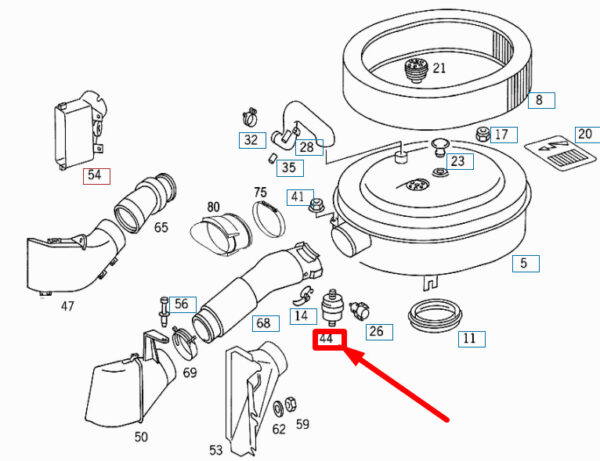 A1039880211 - NEW MB SL R129 MUFFLER FILTER ON INTAKE MANIFOLD BUFFER A1039880211 ORIGINAL