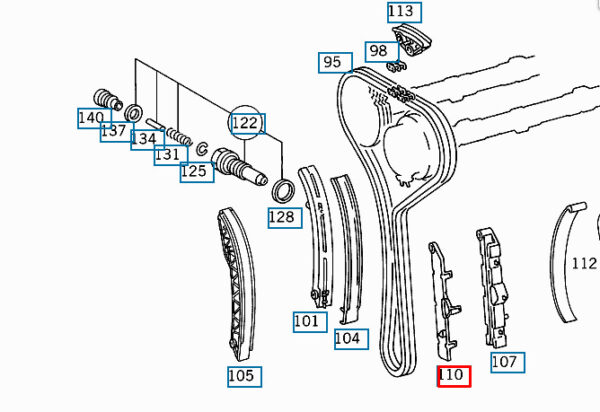 A1040520516 - Mercedes-Benz Sl R129 Engine Timing Slide Rail Outside A1040520516 Original