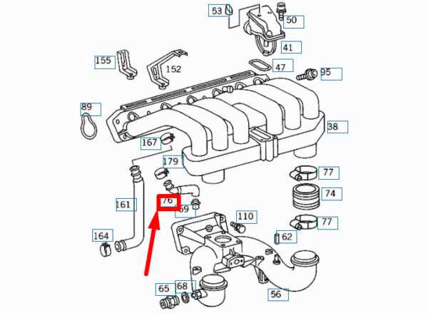 A1040943682 - NEW MB E W210 UPPER INTAKE MANIFOLD TO LOWER MANIFOLD HOSE A1040943682 ORIGINAL