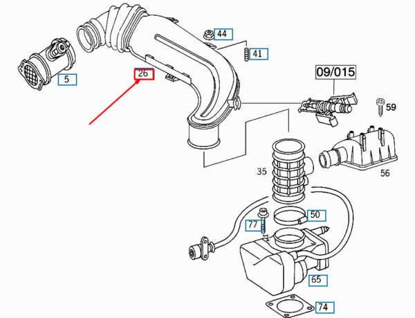 A1041403612 - NEW MERCEDES-BENZ S W140 AIR INTAKE PIPE LINE A1041403612 ORIGINAL