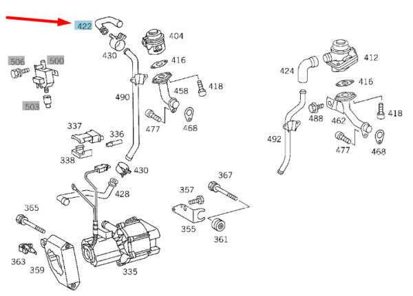 A1041412483 - NEW MB E W210 SHUT-OFF VALVE TO AIR INJECTION LINE PANTS A1041412483 ORIGINAL