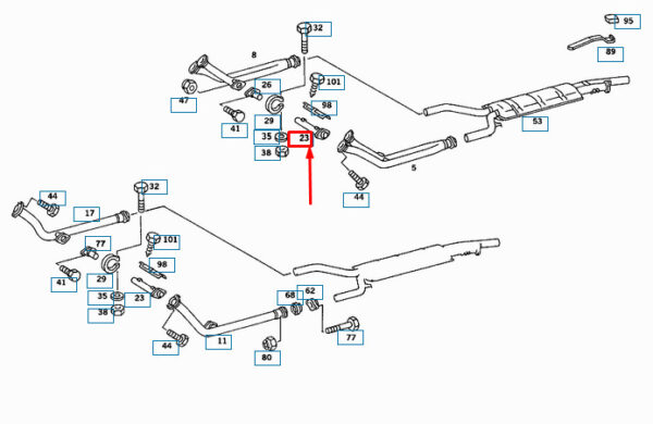 A1074901325 - NEW MERCEDES-BENZ SL R107 EXHAUST SYSTEM LEFT CONNECTOR A1074901325 ORIGINAL