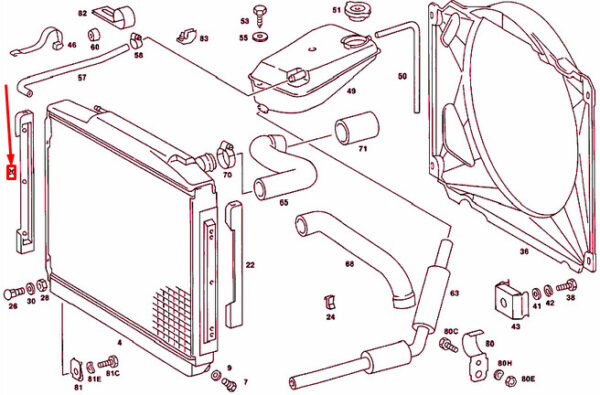 A1075040012 - NEW MERCEDES BENZ S W116 RADIATOR RIGHT RUBBER MOUNTING A1075040012 84-84