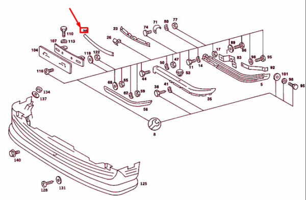 A1078850323 - NEW MERCEDES-BENZ SL R107 FRONT BUMPER JOINT COVER A1078850323 84-84 ORIGINAL
