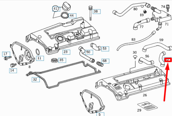 A1110180482 - NEW MB C W202 CYLINDER HEAD COVER AND INTAKE MANIFOLD HOSE A1110180482 ORIGINAL
