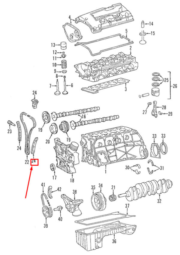 A1110501416 - NEW MERCEDES-BENZ C W202 TIMING CHAIN GUIDE RAIL A1110501416 ORIGINAL