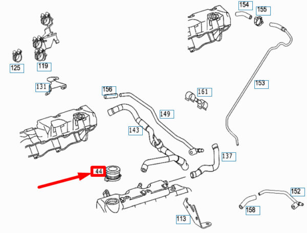 A1120100164 - MERCEDES-BENZ ML W163 ENGINE OIL FILLER NECK A1120100164 NEW GENUINE