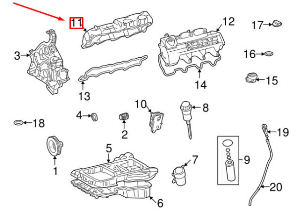 A1120100430 - NEW MERCEDES-BENZ C W203 RIGHT ENGINE VALVE COVER A1120100430 ORIGINAL
