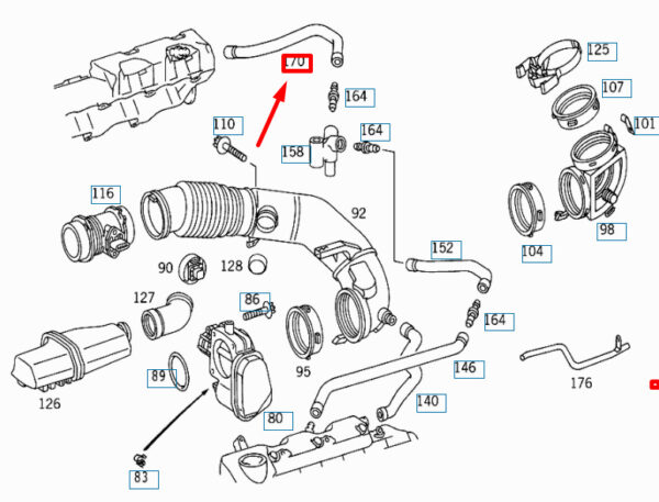 A1120180382 - NEW MERCEDES-BENZ CL C215 CRANKCASE VENTILATION HOSE A1120180382 ORIGINAL
