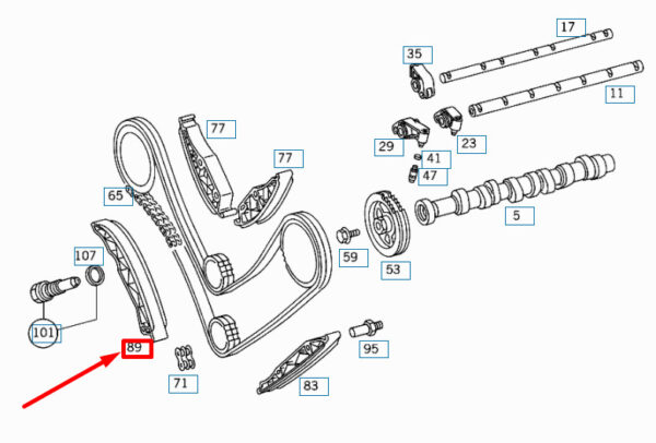 A1120520216 - NEW MB ML W163 TIMING CHAIN GUIDE RAIL RIGHT LOWER A1120520216 98-10 ORIGINAL