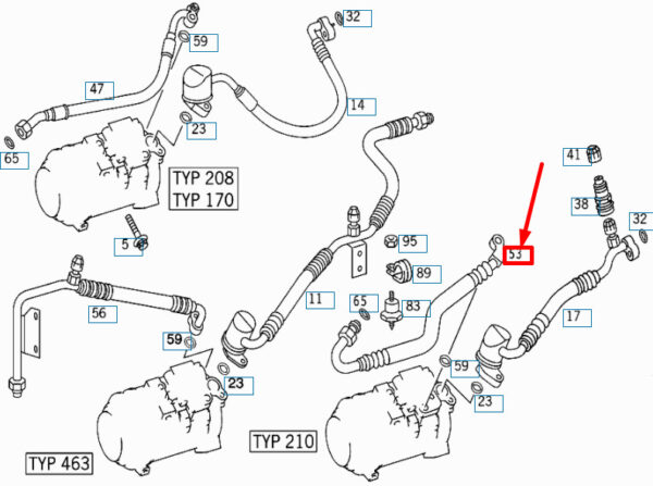 A1122300056 - NEW MERCEDES-BENZ ML W163 A/C REFRIGERANT DELIVERY LINE PIPE A1122300056