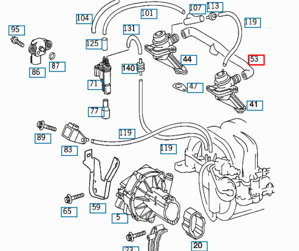 A1122380082 - NEW MERCEDES-BENZ ML W163 ENGINE BREATHER HOSE PIPE A1122380082 ORIGINAL