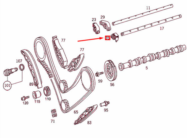A1130501034 - NEW MERCEDES-BENZ S W220 AMG EXHAUST VALVER ROCKER ARM A1130501034 ORIGINAL