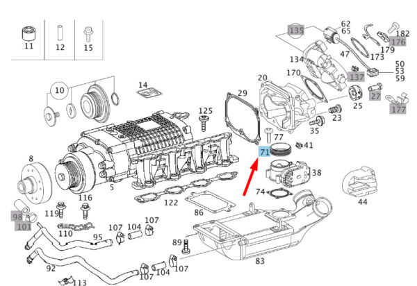 A1131411080 - New MERCEDES-BENZ ML W163 Intake Air Housing Gasket A1131411080