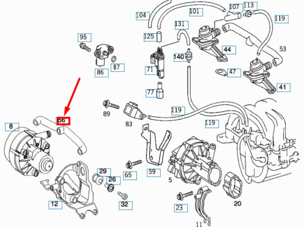 A1132380582 - NEW MERCEDES-BENZ SLK R171 AIR PUMP HOSE A1132380582 ORIGINAL