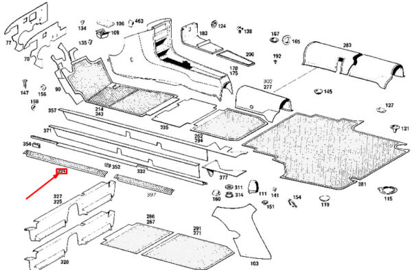 A11568610807003 - NEW MERCEDES-BENZ W115 FRONT RIGHT OUTSIDE BELOW LINING A11568610807003 OEM
