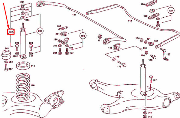 A1159900099 - NEW MB S W116 REAR SHOCK ABSORBER MOUNTING ATTACHMENT A1159900099 OEM