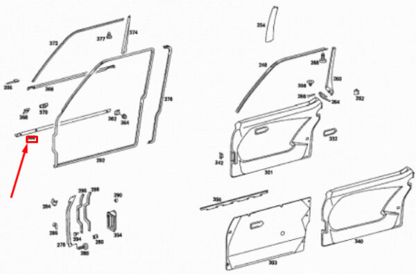 A1167200280 - NEW MERCEDES-BENZ S W116 FRONT RIGHT DOOR GARNISH MOULDING A1167200280 OEM