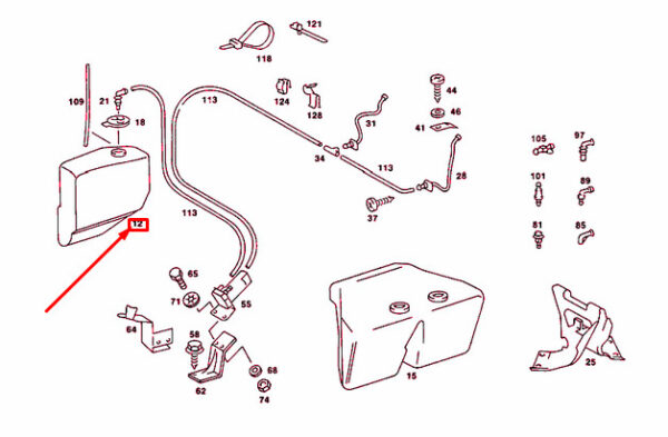 A1168690020 - NEW MERCEDES-BENZ S W116 WINDSHIELD WASHER FLUID RESERVOIR A1168690020