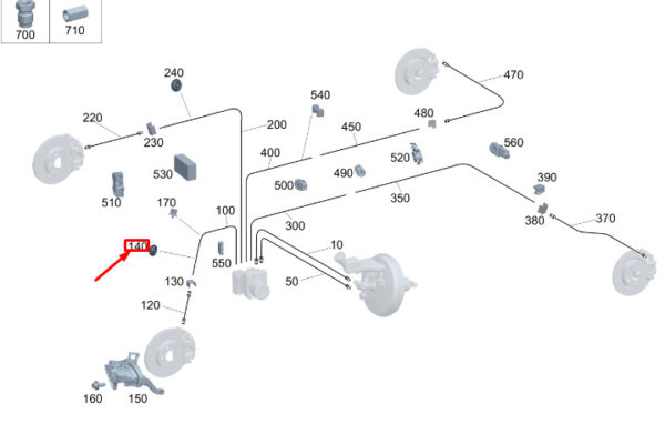 A1169973481 - New MERCEDES-BENZ GLA H247 Brake Line Rubber Grommet A1169973481