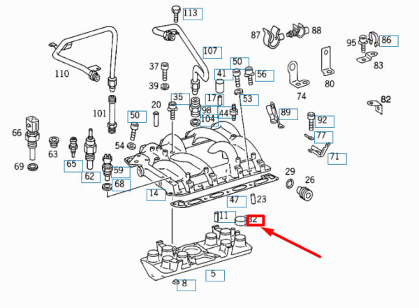A1171400365 - NEW MERCEDES-BENZ SL R129 INTAKE MANIFOLD INTERMEDIATE A1171400365 ORIGINAL