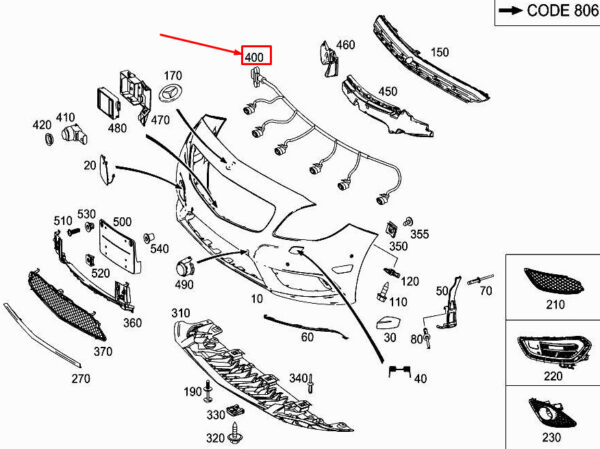 A1175406905 - MERCEDES-BENZ CLA Coupe C117 Front Parking Aid Wiring A1175406905 NEW GENUINE