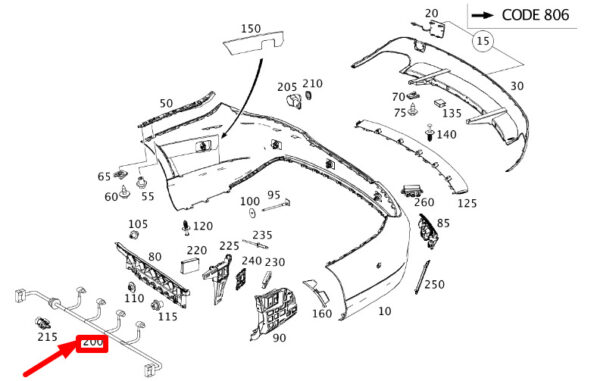 A1175407105 - NEW MERCEDES-BENZ CLA CLASS REAR PARKING AID SYSTEM HARNESS A1175407105 ORIGINAL