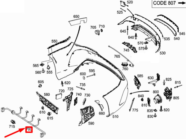 A1175408703 - New MERCEDES-BENZ CLA C117 Rear Parking Aid Wiring A1175408703