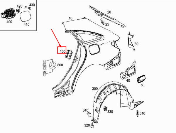 A1176300116 - NEW MERCEDES-BENZ CLA C117 REAR LH FENDER BOOST A1176300116 ORIGINAL