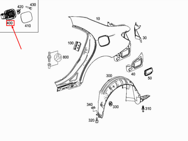 A1176304200 - NEW MERCEDES-BENZ CLA COUPE C117 TANK FILLER RECESS A1176304200 ORIGINAL
