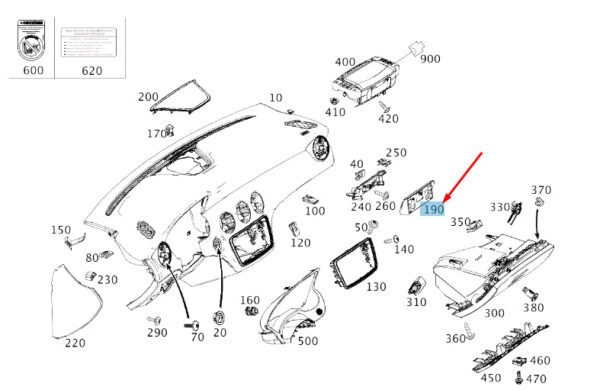 A1176800207 - MB CLA C117 Instrument Panel Display Cover LHD A11768002079051 NEW ORIGINAL
