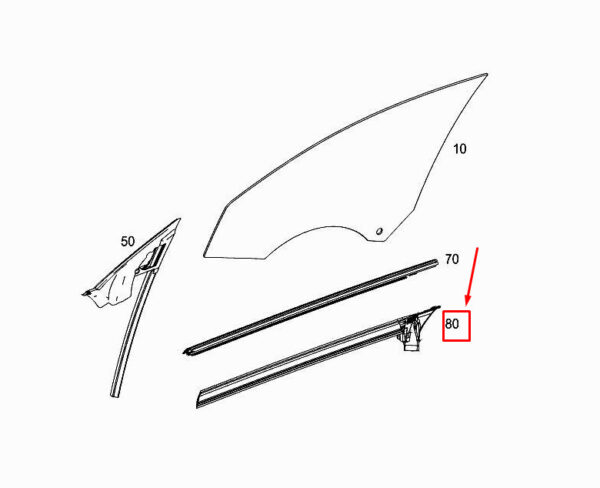 A1177250165 - NEW MERCEDES-BENZ CLA C117 FRONT LEFT WINDOW SEALING RAIL A1177250165 ORIGINAL