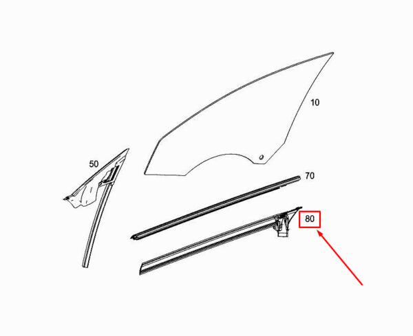 A1177250265 - New Mercedes-Benz CLA C117 Window Seal Rail Front Right A1177250265