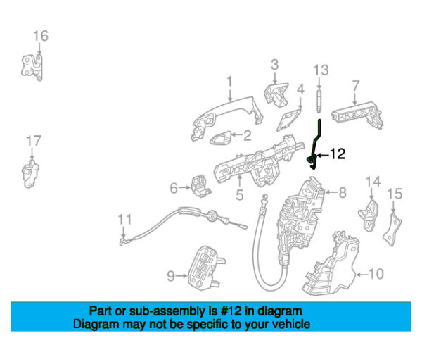 A117733023964 - Control rod for rear right door lock for Mercedes-Benz A117733023964