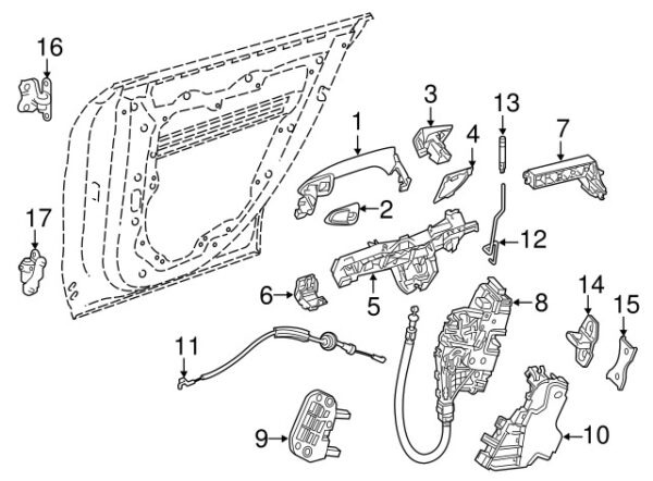 A117733023964 - Control rod for rear right door lock for Mercedes-Benz A117733023964