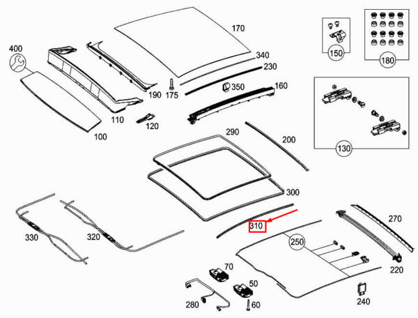 A1177820200 - New MERCEDES-BENZ CLA C117 Left Sliding Sunroof Seal A1177820200