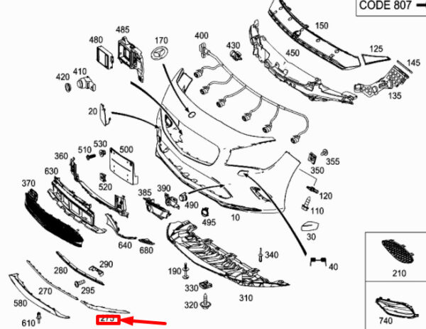 A1178855300 - NEW MERCEDES-BENZ CLA C117 FRONT BUMPER LEFT SIDE TRIM STRIP A1178855300