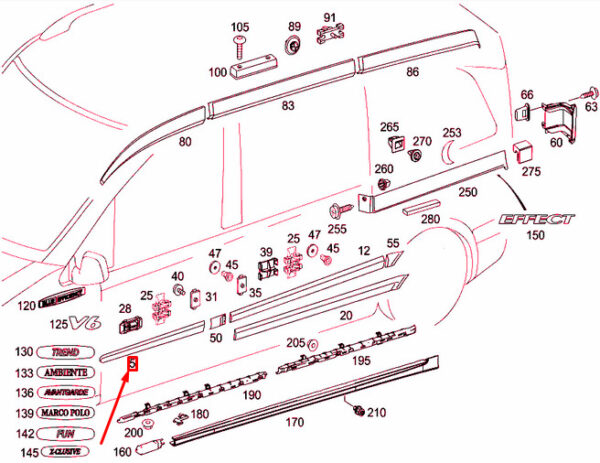 A63969004627G99 - NEW MB VITO W639 FRONT RIGHT DOOR PROTECTIVE STRIP A63969004627G99 ORIGINAL
