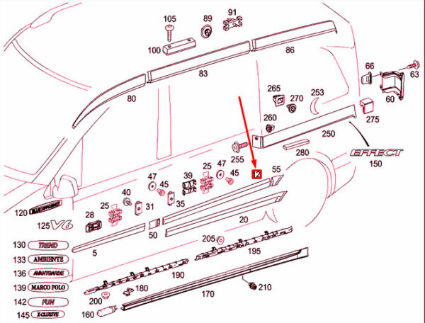 A63969010629B51 - NEW MB VITO W639 LEFT SLIDING DOOR PROTECTIVE STRIP A63969010629B51 ORIGINAL
